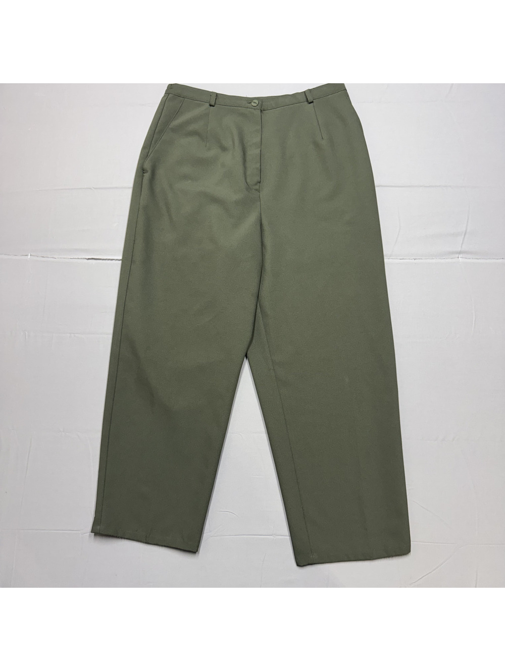 Kathie Lee Womens Pleated Trousers Polyester Solid Size 16 Green Vintage 90s